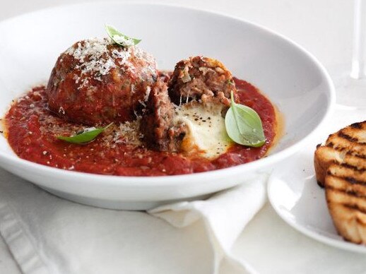 Meatballs stuffed with mozzarella.