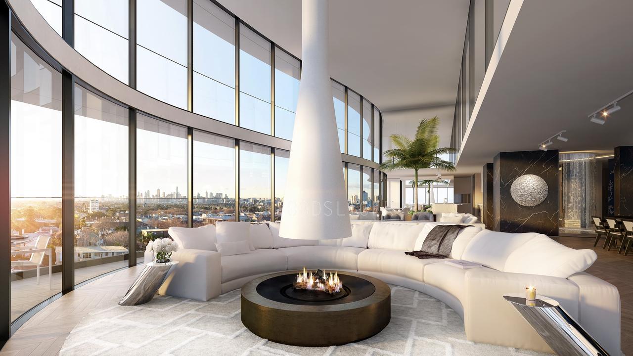 One of four living areas in the penthouse.