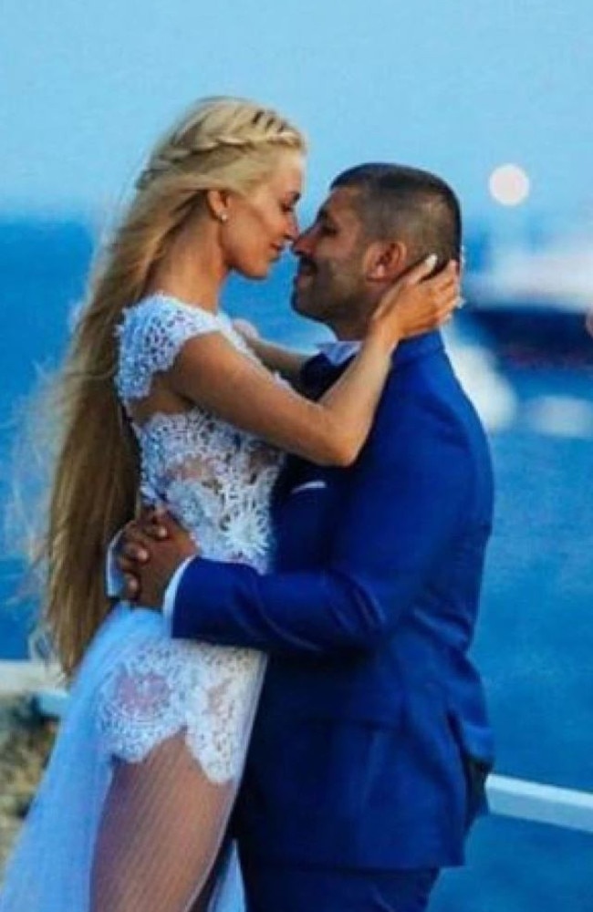 Viktoria Karida and John Macris at their 2016 wedding on Mykonos.