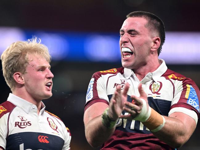 Joe Brial celebrates after scoring a try. Picture: Getty Images