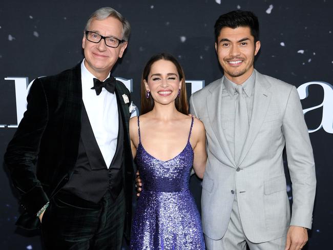 Golding with director Paul Feig and Clarke at the New York premiere last month. Picture: Dimitrios Kambouris/Getty Images