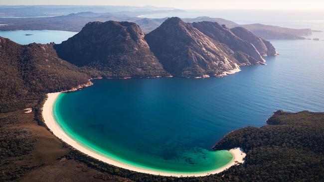 Wineglass Bay is beautiful from any perspective. Picture: Tourism Australia