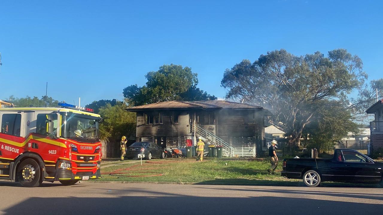 Queensland Ambulance Service confirmed that two men had suffered serious burns in the blaze on Chandler Street, Garbutt just after 3pm. Picture: Nikita McGuire