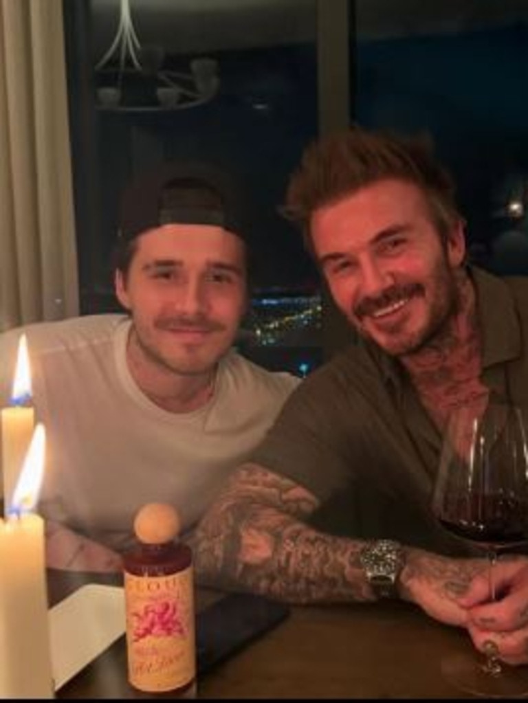 David Beckham with son, Brooklyn. Picture: Supplied
