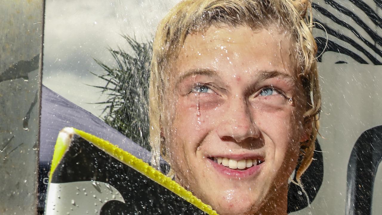 Spencer Rowson at the 2025 Gold Coast Open surf comp at Burleigh Heads. Picture: Glenn Campbell