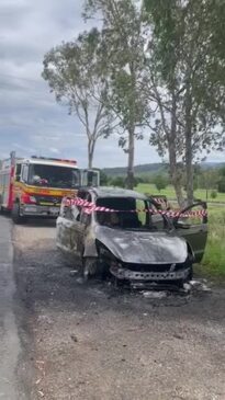 A car caught fire on Shute Harbour Road in Cannon Valley on December 18, 2023.