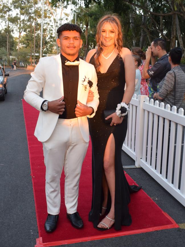 Iziah Broome and Khalreena Leefe at the North Rockhampton High School Formal 2023.