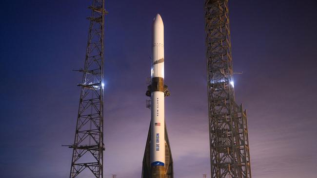 Blue Origin’s New Glenn rocket on the launch pad at Launch Complex 36 at Cape Canaveral Space Force Station. Picture: Blue Origin/AFP