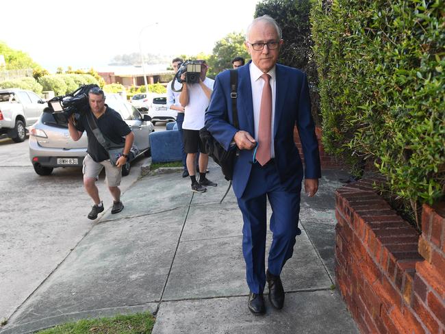 Former prime minister Malcolm Turnbull leaving his residence in Point Piper, Sydney, yesterday. Picture: AAP