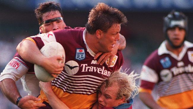 Glenn Lazarus (ball). Brisbane v Manly. 4 September 1994. Sport / Rugby league