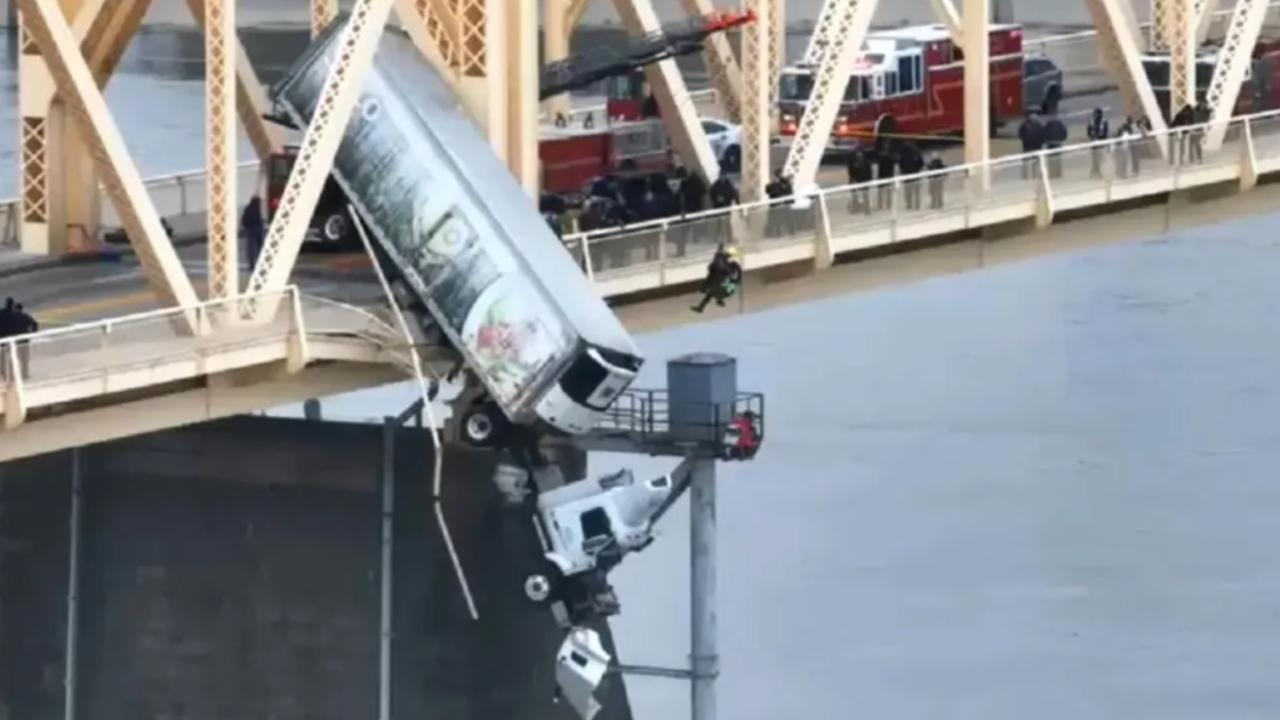 Horror As Truck Dangles From Bridge | News.com.au — Australia’s Leading ...