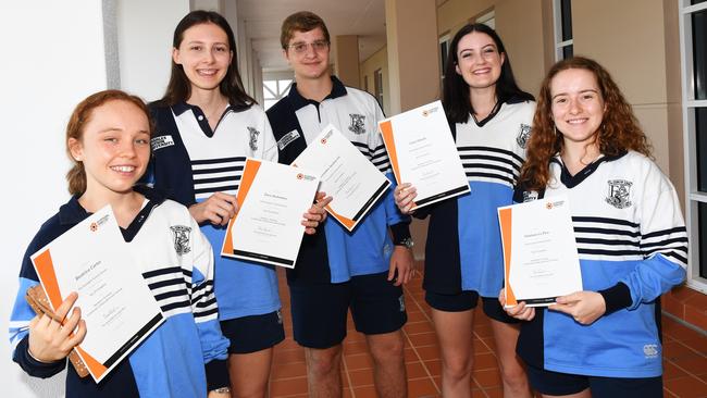 The Essington School’s Beatrice Carter, Zara Antonino, Alessandro Spadaccini, Ciara Marah and Madison La Pira at a ceremony in Parliament House on Tuesday.