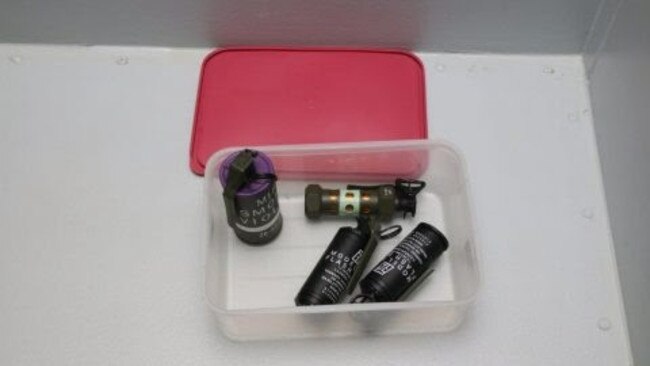 Replica grenades handed in to Nerang Police station this morning.