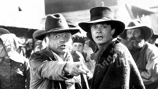 Michael J Fox and Christopher Lloyd in Back to the Future 3.