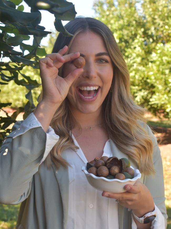 Sydney dietician and nutritionist Lyndi Cohen paid the Bundaberg region's macadamia farms a visit.