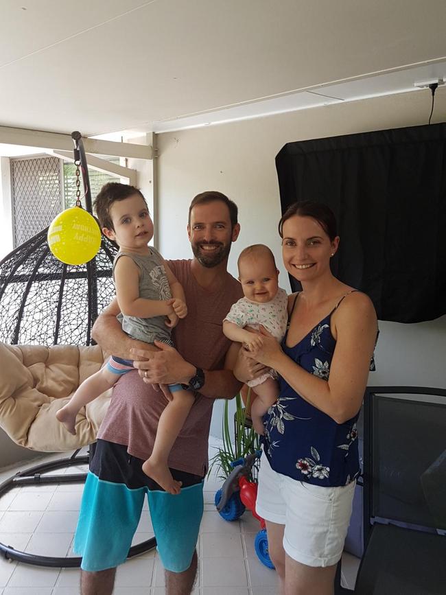 Brad Markwell with wife Linda and son Blake, 3, and daughter Jade, 17 months. Picture: SUPPLIED