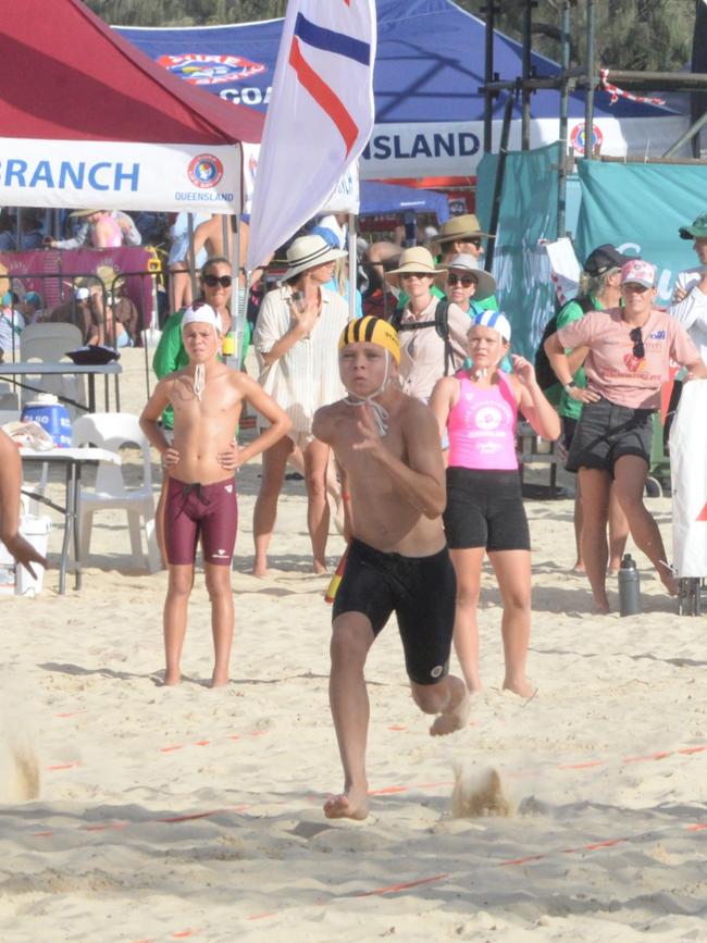 Running action at the Queensland Youth Surf Life Saving Championships on February 17.