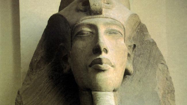 A statue of Pharaoh Akhenaten.