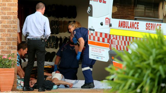 A woman was treated by paramedics after she was stabbed a number of times by a man believed to be her boyfriend. Picture: Nathan Edwards