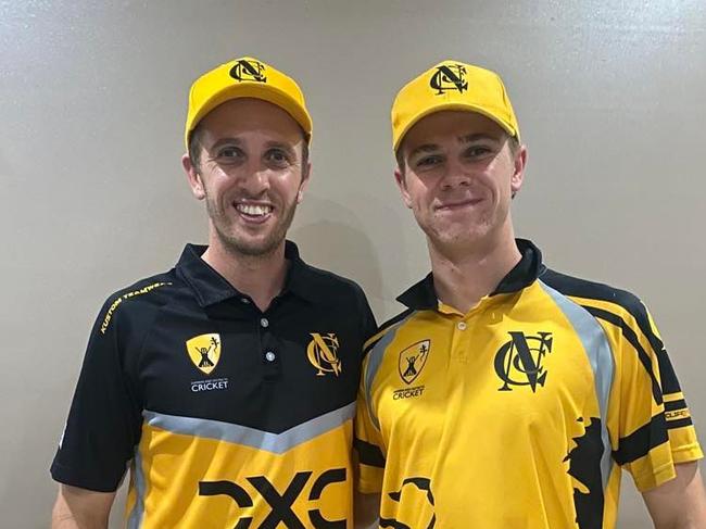 Tjaart (left) and brother Douwtjie Hoogenboezem made three hundreds between them in a week of Darwin cricket. Picture: Nightcliff Cricket Club