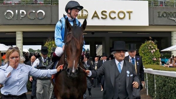 Asfoora, with Akram El-Fahkri (right), after she won at Royal Ascot. Picture: Courtesy of Akram El-Fahkri