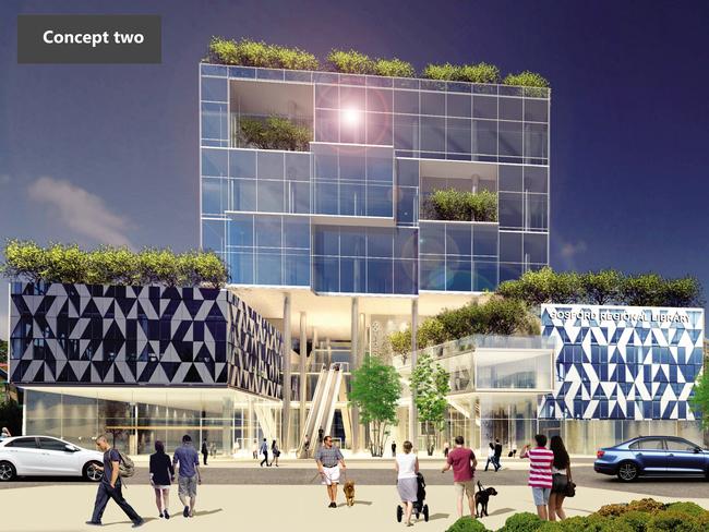 Gosford Regional Library concept plan two is for a ten storey building.