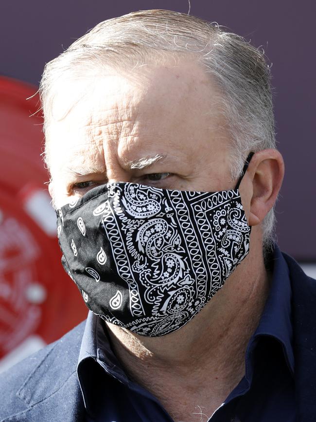 Anthony Albanese at Matthew Talbot House in Sydney’s Woolloomooloo on Sunday. Picture: Damian Shaw