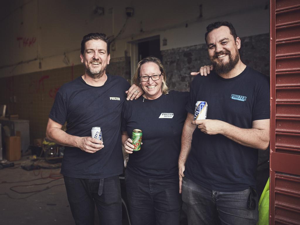 Philter founders Mick Neil and Stef Constantoulas, with former brewer Samara Füss. Picture: Supplied