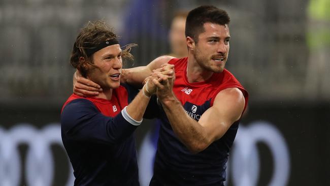 The Demons usurped the Western Bulldogs atop the AFL ladder on Monday night. (Photo by Will Russell/AFL Photos via Getty Images)