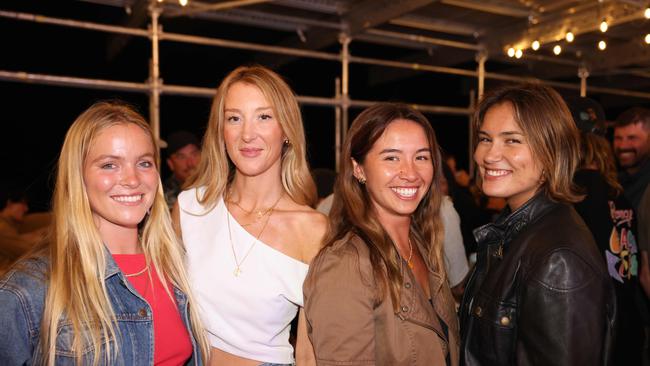 Kalea Earles, Rachel Dorsey Fro, Shannon Hayes and Pacha Light at the WSL Gold Coast Pro 2025 after party at Burleigh Pavilion for Gold Coast at Large. Picture, Portia Large.