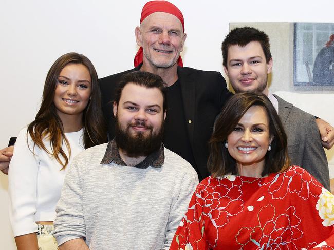 Lisa Wilkinson and Peter FitzSimons with their children Billi, Jake, and Louis. Picture: Justin Lloyd.