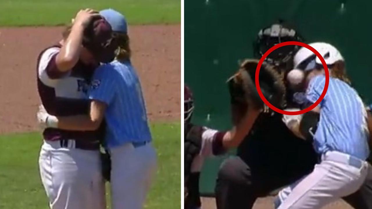 Little League batter hugs pitcher who hit him in head with ball