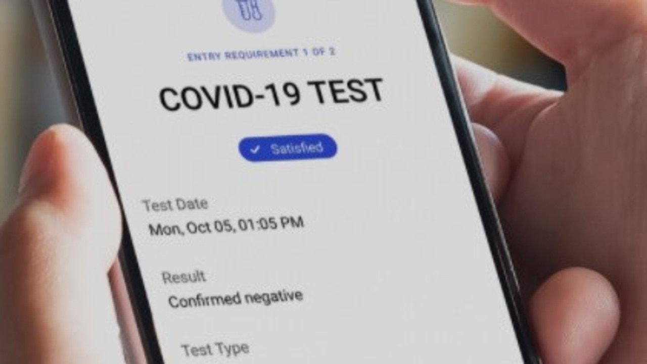 It shows your COVID test results. Picture: Supplied CommonPass