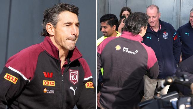 Billy Slater shook hands with Michael Maguire. Photo: Getty, Daniel Pocket.