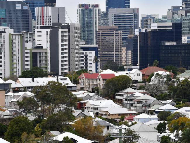 The suburbs of Paddington and Petrie Terrace are seen with the Brisbane CBD skyline in the background in Brisbane, Thursday, August 29, 2019. (AAP Image/Darren England) NO ARCHIVING