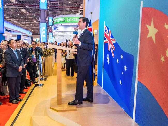 Federal Minister for Trade, Tourism & Investment Simon Birmingham on day two of the China International Import Expo in Shanghai, officially opening the Australian Pavilion.Photo credit: DFAT/Chris Crerar