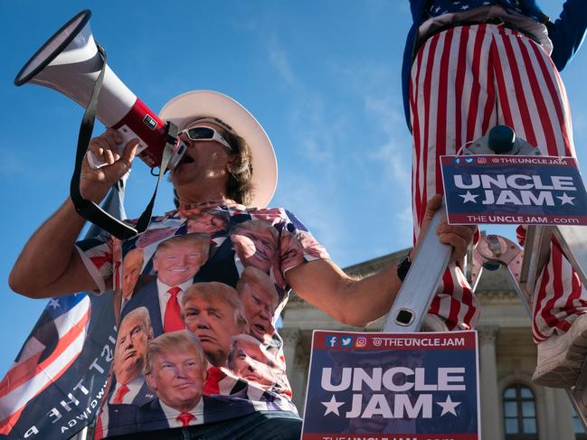 Trump supporters started lining up for his rally in Georgia hours before it started. Picture: AFP