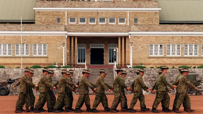 A School of Artillery parade at North Head Barracks in 1995. Picture: Paul Burston