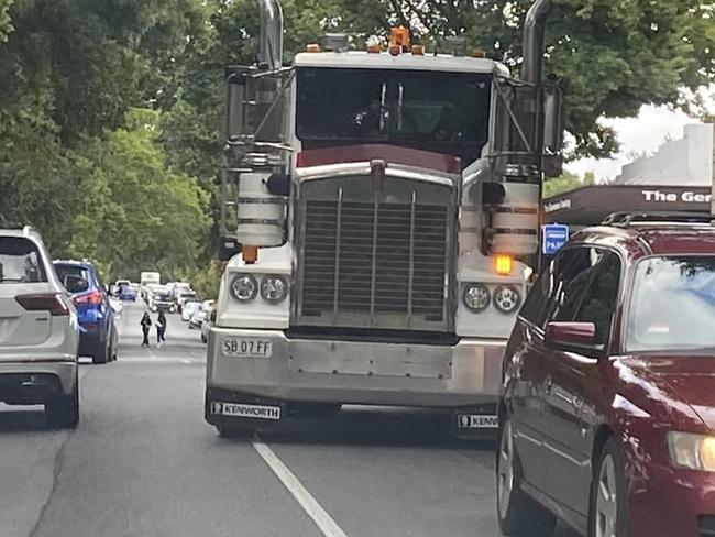 Trucks on the Hahndorf main street. Picture: Facebook