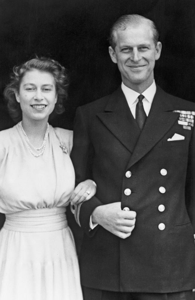 Princess Elizabeth and Prince Philip, Duke of Edinburgh at Buckingham Palace shortly after they announced their engagement. Picture: Getty