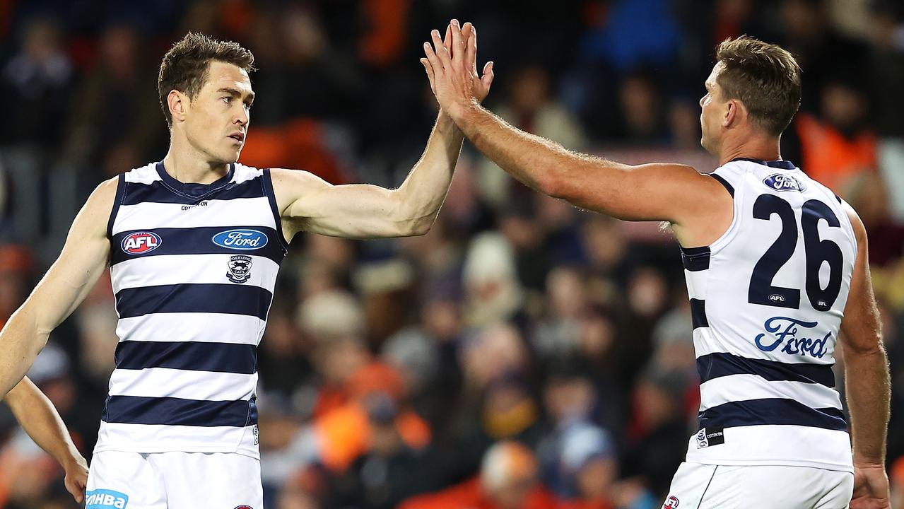 Jeremy Cameron and Tom Hawkins have been unstoppable. Picture: Mark Kolbe/Getty Images)