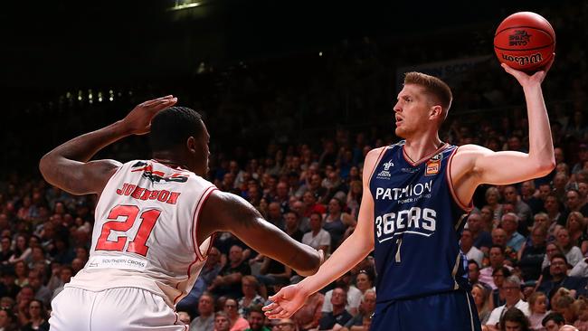 Matthew Hodgson against Illawarra on Saturday night. He played just 11 minutes after getting in early foul trouble. Picture: Paul Kane (Getty).