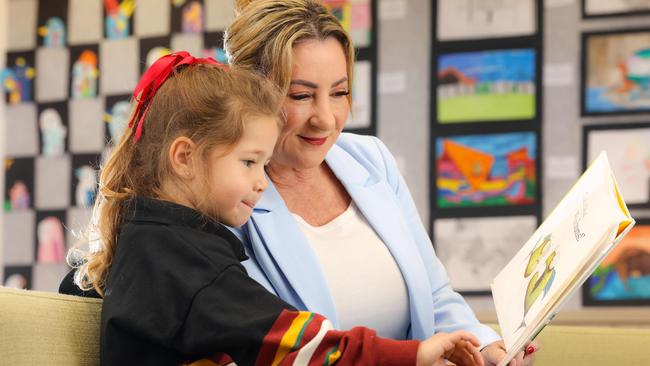 Xavier College student Stella, 5, with head of Two Wells Campus Janet Coomber. Picture/ Russell Millard