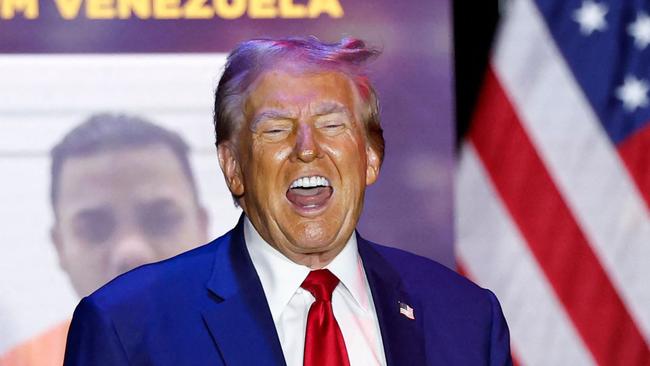 Former US President and Republican presidential candidate Donald Trump delivers remarks at the Prairie du Chien Area Arts Center in Prairie du Chien, Wisconsin. Picture: AFP