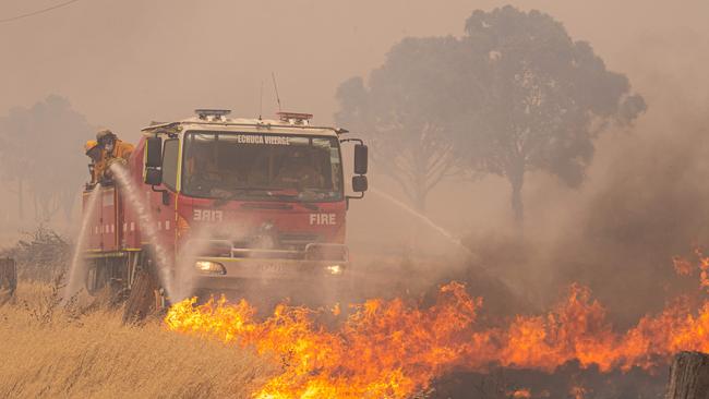 CFA crews put their lives on the line. Picture: Jason Edwards