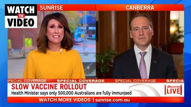 Natalie Barr challenges Federal Health Minister Greg Hunt (Sunrise)