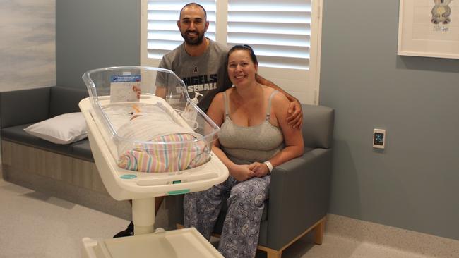 Merrylands’ David and Morgan Geracitano with baby Giorgio at one of Westmead Private Hospital's luxury rooms.