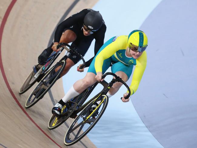 Stephanie Morton beat New Zealand’s Natasha Hansen in the sprint final. Picture: Matt King/Getty Images