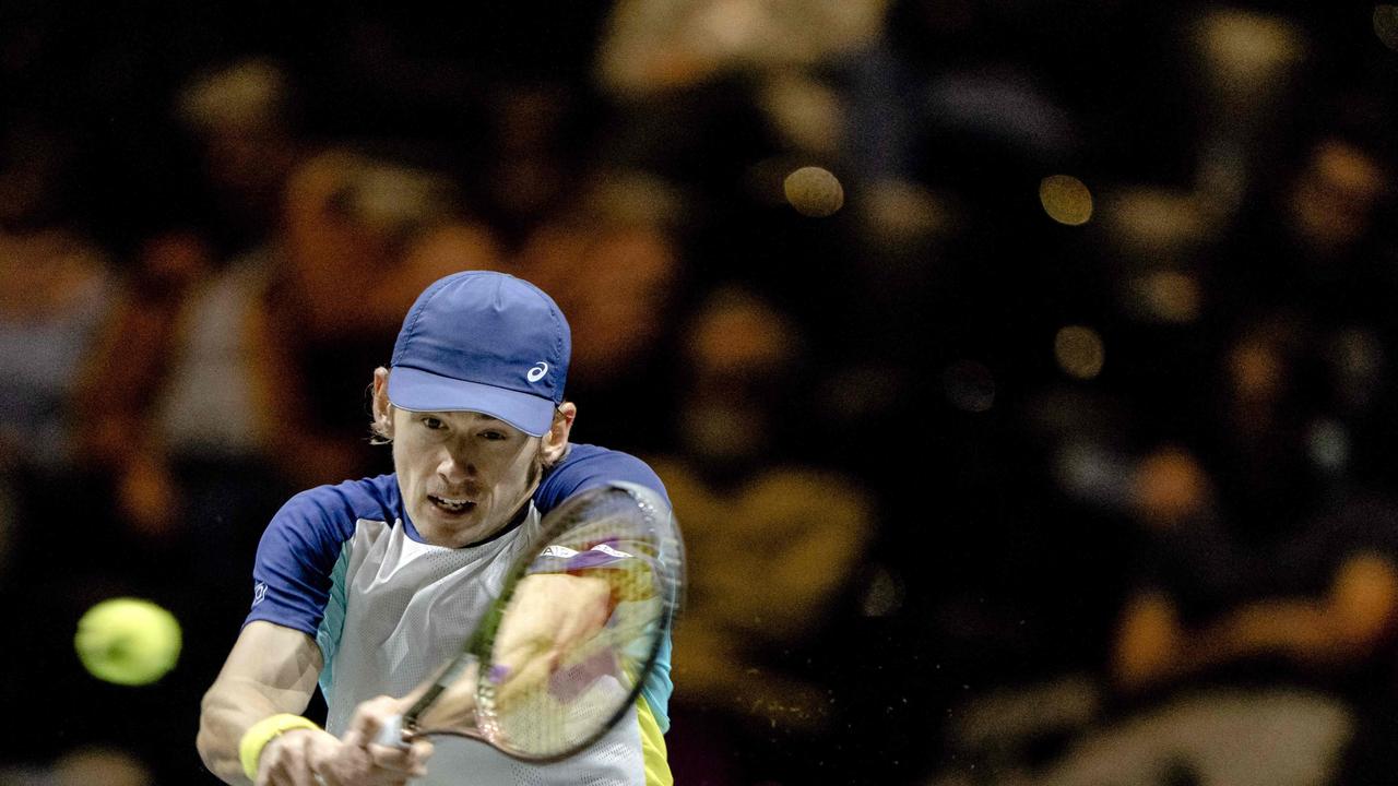 Australia’s Alex de Minaur bowed out in the Rotterdam quarter-finals to Greek star Stefanos Tsitsipas. Picture: AFP