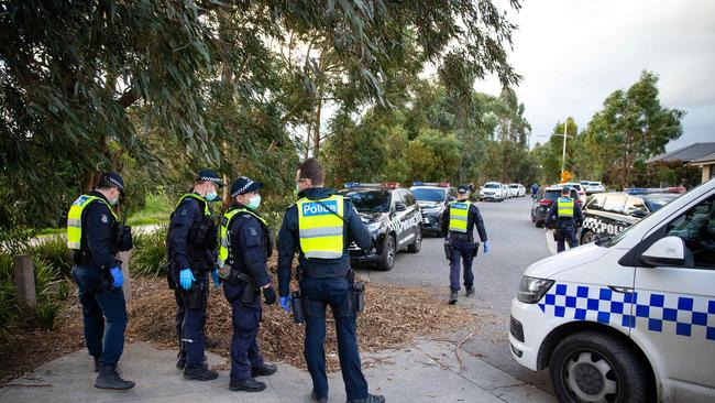 The march attracted a heavy police presence. Picture: Mark Stewart